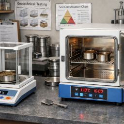 moisture content water content testing Geotechnical lab scene img